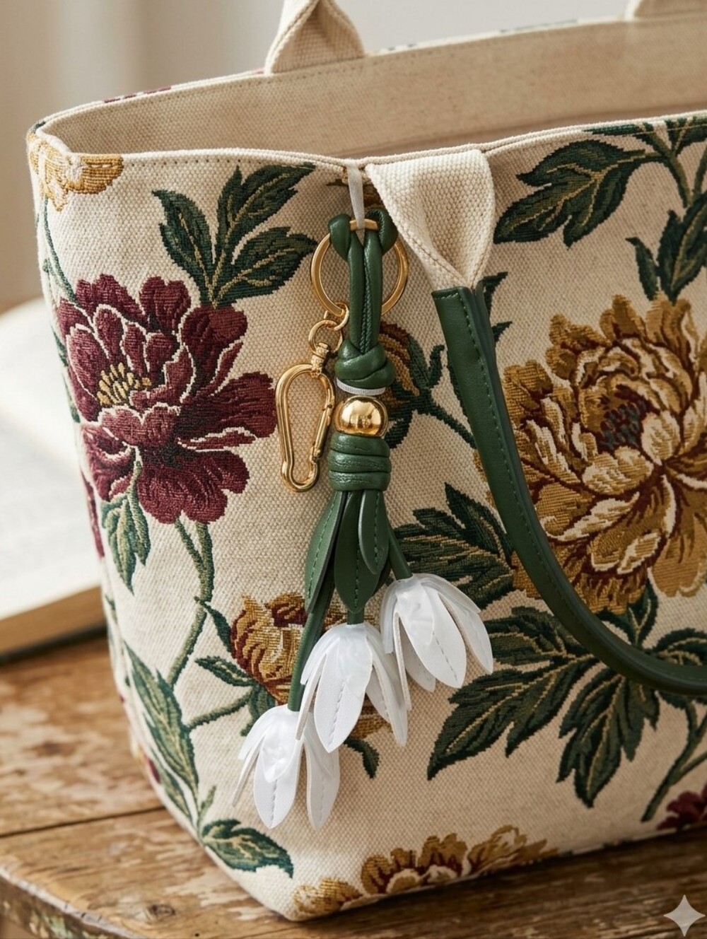 Piper K White Floral Bag Charm - Picture 1 of 7